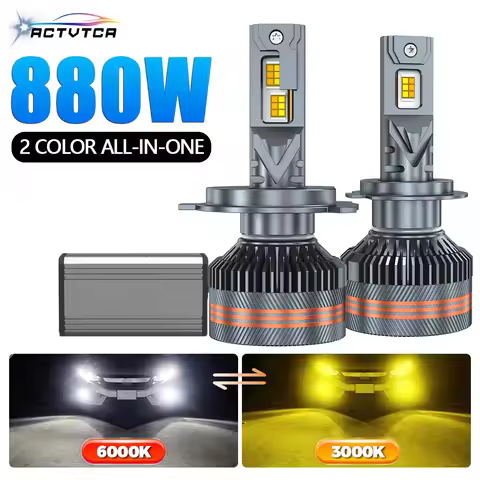 6000K 3000K Two Color All-In-One LED Headlight H1 H3 H7 H4 9005 HB3 9006 HB4 H8 H9 H11 9012 Car Ligh