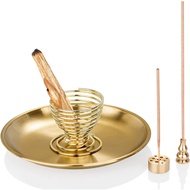 (AGUQ) 4Pcs Burner, Incense Holder for Incense Sticks/Coil Incense/Incense Cones Brass Ash Catcher f