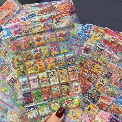10pcs Snack Food Packaging Stickers For Phone PET Waterproof Cartoon Scrapbook Sticker Journaling St