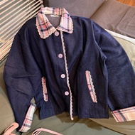 FLANNEL ON DENIM || PATTERN COLLAR || BY.ONNI
