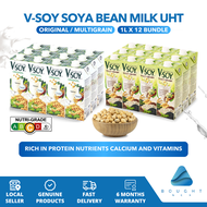 V-SOY Soya Bean Milk UHT Original Multigrain 1L x 12 High Quality Soybean Rich In Protein Nutrients Calcium And Vitamins