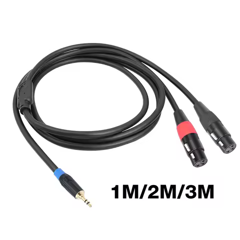3.5mm 1/8inch Jack To 2 XLR 3Pin Cable Adapter 3.5mm To Dual XLR Breakout Y Splitter Cable 3.5mm To 