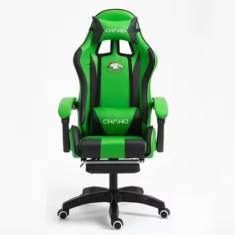 2025 New computer chair Green gaming chair PU leather office swivel chair lift bedroom furniture fas
