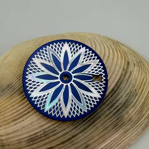 28.5mm Dark Blue Sunray Dial With Sunflower Design Handmade Mother Of Pearl MOP Fit NH35 Movement Wi