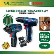 Bosch Combo Set Cordless Drill + Impact Drill - GSR120-LI + GDR120-LI/ Battery Drill Bosch / Mesin T