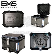 EMS ADVENTURE Motorcycle Top Box 45L Aluminium Anti-Scratch Frosted Black with Universal Baseplate