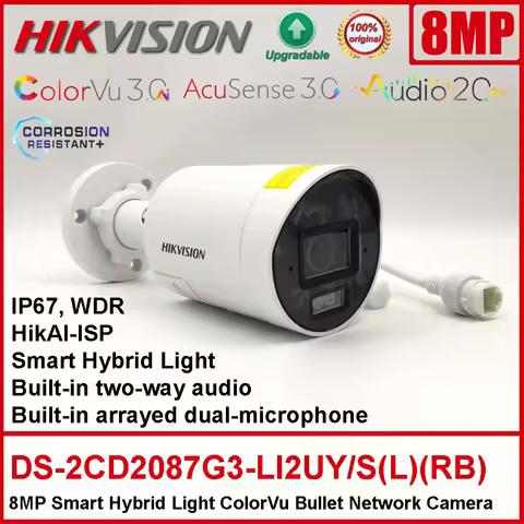 Hikvision DS-2CD2087G3-LI2UY/S(L)(RB) 8MP Smart Hybrid Light HikAI-ISP AcuSense3.0 Audio2.0 ColorVu3