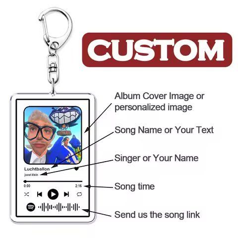 Custom Song Singer Music Keychain Personalized Album Cover Photo Keyring Boyfriend Girlfriend Valent