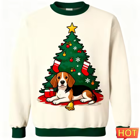 2026 New Beagle Graphic Ugly Christmas Sweater Fashion Holiday Wear 3D Printed Xmas Sweatshirts Casu