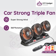 [Car Strong Triple Fan] 360° Rotating Automotive 3-Head Electric Fan Car Cooling Fan Cooler Kipas Ke