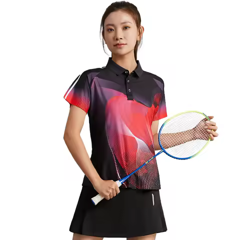 Badminton Jersey Women Table Tennis Gym Polyester Shirts Run Quick Dry Turn Down Tee 4XL Golf Breath