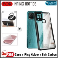 Case Infinix Hot 10S Soft Hard Tpu HD Tranparan Free Garskin Carbon