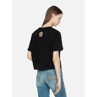 EVISU 2023 Summer New Style Ladies Trademark and Brocade Flower Short-Sleeved T-Shirt 2ESHTW3TS551DP