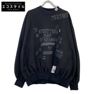 เสื้อสเวตเตอร์แขนยาวผ้าฝ้ายสีดำพิมพ์ลายกราฟฟิตี้ Maison Mihara Yasuhiro 25SS K14PO742 ไซส์ 36 [มือสอ