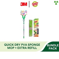 [Bundle Pack] 3M Scotch Brite Hands Free Quick Dry PVA Sponge Mop, Refill Available, Cleans, Dust Free, Home Office