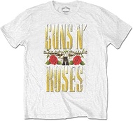 Guns N Roses T Shirt Big Guns Band Logo New Official Mens White Size XL