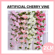 (90Flower) CHERRY VINE Artificial Fake Sakura Cherry Rattan Flower Hanging Plant Decor Bunga Hiasan 