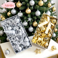 KANGN Christmas Tree Bauble Ornaments, 45PCS Assorted Shapes Holiday Hanging Ornaments,  Bow Accents