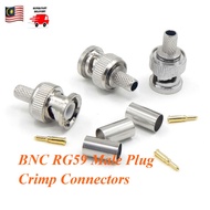 BNC CONNECTOR RG59 MALE CRIMP CCTV PLUG CONNECTORS COAX COAXIAL CABLE WIRE