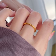 Sansheng III Ancient Method Plain Circle Couple Ring Simulation 999 Gold Men Women Long-lasting Colo