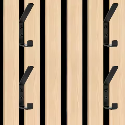 Pack of 4 Acoustic Panel Wall Panel Coat Hooks, Hooks for Acoustic Panels, Double Coat Hook Panel, A