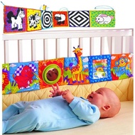 Newborns Cloth Book Crib Bumper Infant Bed Fence Rattle Animal Baby Montessori Books Bed Guardrail E