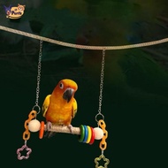 Perfk Bird Perch Wooden Swing Parrot Chew Toy Cage Hanger Standing Playground for Parakeet Conure Bu