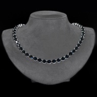 Sapphire Necklace สร้อยคอแซฟไฟร์ ความยาว 425 มม ไพลินธรรมชาติ สีน้ำเงินเข้ม เนื้อสะอาดระดับดีเยี่ยม 