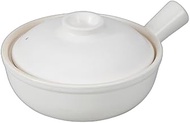 White Glazed Single Hand Pot, Large, 9.8 x 7.4 x 2.8 inches (25 x 18.7 x 7 cm), 810cc | Casserole, O