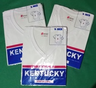 Kentucky V - NECK  T - SHIRT  White Plain  3pcs  ADULT SIZE