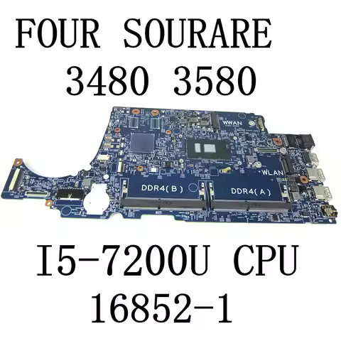 FOR dell Latitude Series 3480 3580 Laptop Motherboard with I5-7200U CPU 16852-1 CN-02V63C 02V63C Mai