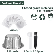 Grasseed Refillable Vertuo Capsule Reusable Stainless Steel Capsule Vertuo Pod Kit with Foil Lids Sp