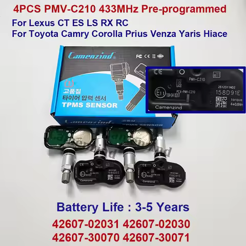 4pcs Tire Pressure Sensor 433MHz PMV-C210 42607-02031 For Lexus CT ES LS RX Toyota Camry Corolla Hia