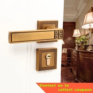 Split Lock Indoor Bedroom and Household Room Mute Door Lock Solid Wood Door Handle Handle Lock New Chinese Style Door Lo