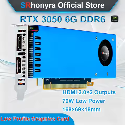 SRhonyra Geforce Graphics Card RTX 3050 6GB GDDR6,Low Profile 96 Bits PCIe 4.0 X16 SFF GPU Dual Scre