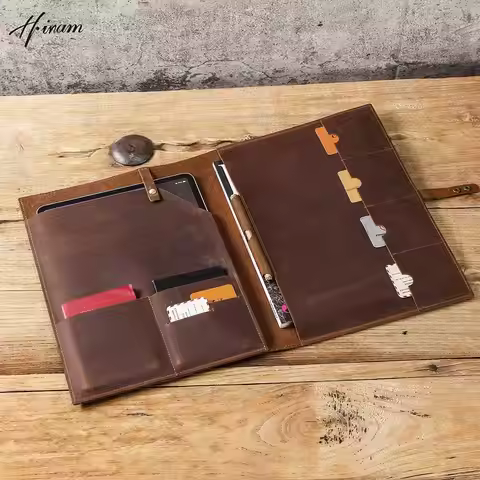 Genuine Cowhide leather Retro Apple ipad Pro case for iPad Pro 12.9 inch 2017-2024 Vintage Sleeve Po