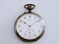 1911S原裝真品 典藏 LONGINES 浪琴 槍炮鋼殼琺瑯瓷面古董機械懷錶