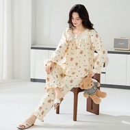 women pyjamas pyjamas women cotton 100% Pure Cotton Women's Long Sleeve Loungewear Set - Plus Size