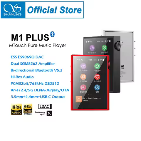 SHANLING M1 PLUS Hi-res HIFI Portable Music MP3 Player ES9069Q DAC Dual SGM8262 DSD512 Bluetooth 5.2