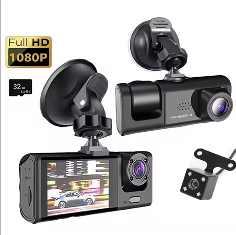 Hd 1080p 3-lens Video Dashcam High-definition Night Vision Of The Vehicle Recorder Car Dvr Registrat