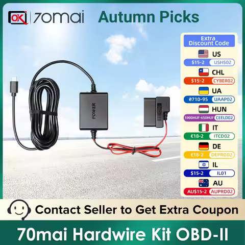 70mai Hardwire Kit OBD II Type-C USB-C Interface for 70mai 4K Dash Cam A810 / Omni X800 / X200 / Das
