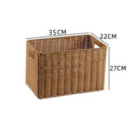 全城熱賣 - 塑膠籐編收納籃儲物籃整理籃（淺咖色）尺寸：35*27*22CM）