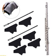 weroyal Flute Cleaning Kits Flute Cleaning Rod with Cloth Flute Cleaning Swabs Flute Polishing Cloth