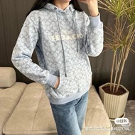全新COACH 24款 蔻馳經典字母滿印美式復古棉質連帽套頭衛衣