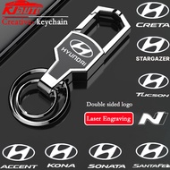 Stainless Steel Double Ring Metal Keychain Anti-Lost Car Key Ring Holder Accessories for Hyundai Sta
