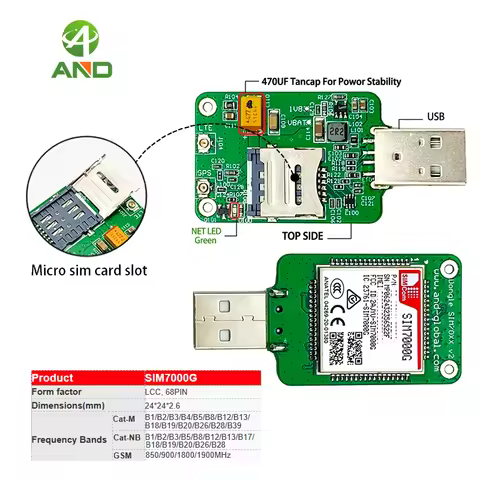 USB dongle SIM7000G,LTE USB Dongle LTE CAT M1 eMTC NB-IoT SIMCOM 4G SIM7000G 1pc