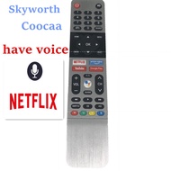 Coocaa SKYWORTH AI รีโมตคอนโทรล พร้อมเสียง สําหรับ (55UB7500 และ 65UB7500) พร้อม Netflix Google Play Browser และ Voice Assistant C0OCAA Remote ALL Functions Working as SKYWORTH with +Plus [FREE] Remote Holder and Organizer with Voice Command