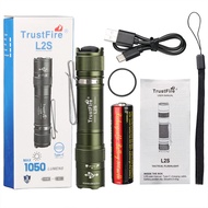 Trustfire L2S ยุทธวิธีไฟฉาย LED 1050 Lumens 14500 EDC แบบพกพาไฟฉาย Tyce C USB ชาร์จโคมไฟ IPX6 กันน้ํ