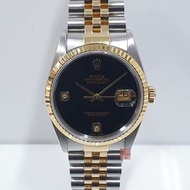 ROLEX 勞力士 16233 Datejust 蠔式日誌 全配件 市場罕有 無字天書 黑瑪瑙6.9鑽 大眾當舖B469