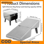 WHPHous 2-in-1 Convertible Wooden Home Step Stool Dog Ramp Stairs Dog Ramp Ottoman Folding Non Slip 